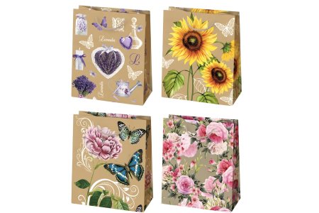 Taška Darčeková Eko Veľká Kvety-mix 5ks 22x32x11cm
