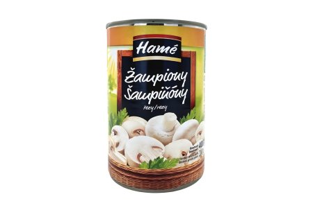 Šampiňóny krájané 400g PP200g Hamé