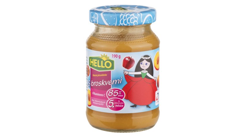 Detská výživa Broskyňa190g sklo Hello