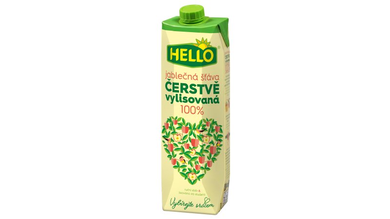 Šťava čerstvá jablčná 1l 100% Hello TPP