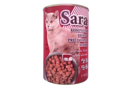 Krmivo Mačka Kúsky hovädzie 415g Sara