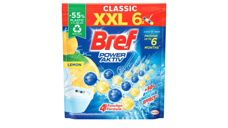 WC blok Bref Power Aktiv 6x50g Lemon