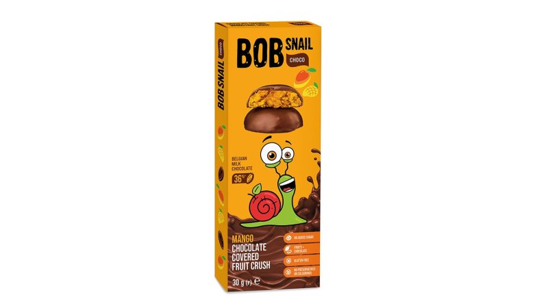Snack ovocný Bob Snail 30g Mango v čokoláde