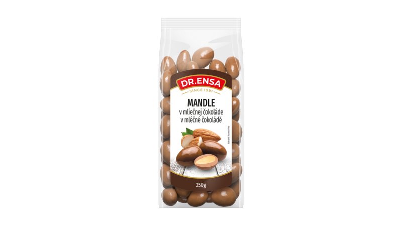 Mandle v mliečnej čokoláde 250g ENSA