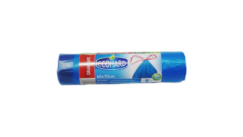 Vrecia na odpad Zaťahovacie 60x70cm/60L/17mik/15ks/HDPE Ecohard modré