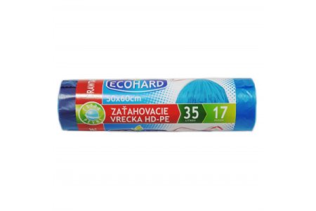 Vrecia na odpad Zaťahovacie 50x60cm /35L/15mik/17ks/HDPE Ecohard modré