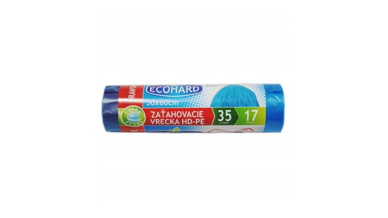 Vrecia na odpad Zaťahovacie 50x60cm /35L/15mik/17ks/HDPE Ecohard modré