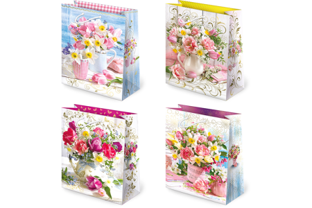 Taška Darčeková Veľká Kvety-mix 5ks 22x32x11cm