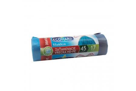 Vrecia na odpad Zaťahovacie 55x60+5cm/45L/15mik/17ks/HDPE Ecohard modré