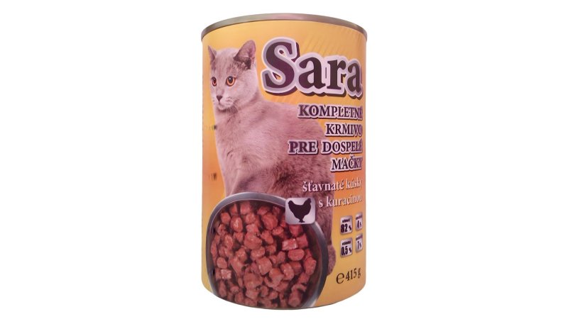 Krmivo Mačka Kúsky Kura 415g Sara